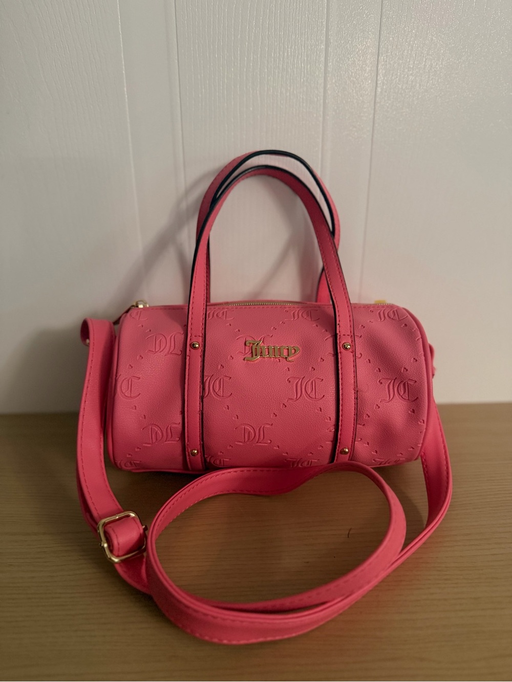 Juicy Couture Hot Pink Mini Barrel Bag with Gold Hardware